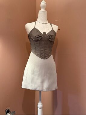 PrettyLittleThing Brown Corset Halter Top